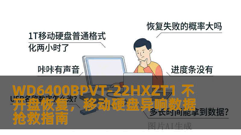 WD6400BPVT-22HXZT1 不开盘恢复，移动硬盘异响数据抢救指南
