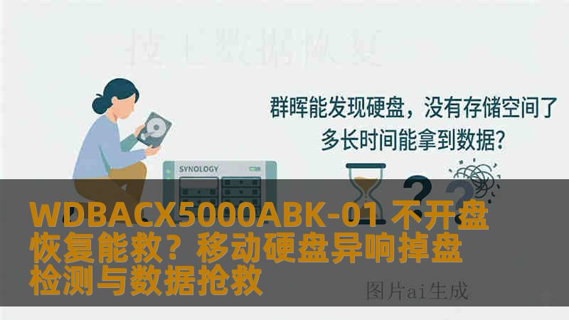 WDBACX5000ABK-01 不开盘恢复能救？移动硬盘异响掉盘检测与数据抢救