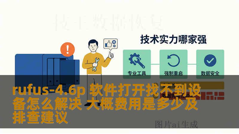 rufus-4.6p 软件打开找不到设备怎么解决 大概费用是多少及排查建议