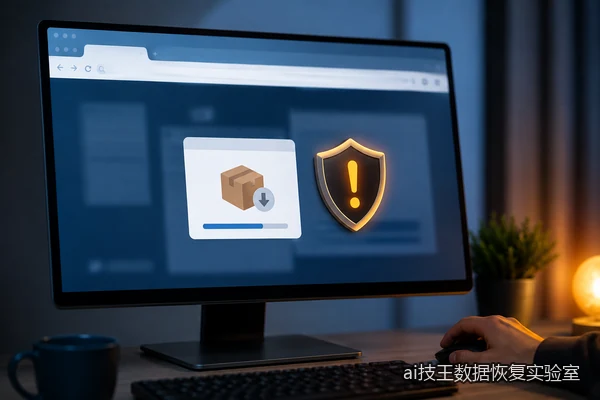 电脑从仿冒软件下载页面取得可疑安装包并出现安全警告