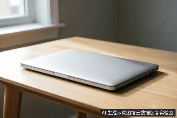 一台闭合的银灰色笔记本电脑静置于浅色木纹桌面上,背景为模糊的窗框与墙壁。画面光线柔和,主体清晰完整,无任何屏幕文字或操作细节展示,仅作为设备外观示意。