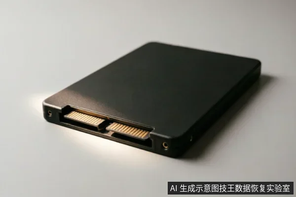 一张黑色2.5英寸固态硬盘的侧面特写,清晰展示了SATA数据接口与电源接口的金手指触点及金属外壳细节,背景简洁干净。