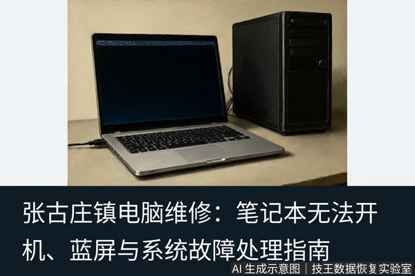 文章内容场景示意图：张古庄镇电脑维修：笔记本无法开机、蓝屏与系统故障处理指南