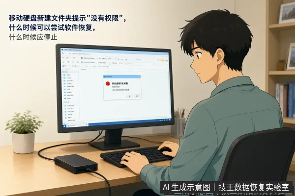 文章内容场景示意图:移动硬盘新建文件夹提示