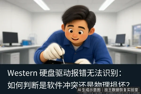 正文场景：文章内容场景示意图：Western 硬盘驱动报错无法识别：如何判断是软件冲突还是物理损坏？