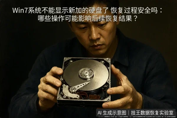 正文场景：文章内容场景示意图：Win7系统不能显示新加的硬盘了 恢复过程安全吗：哪些操作可能影响后续恢复结果？