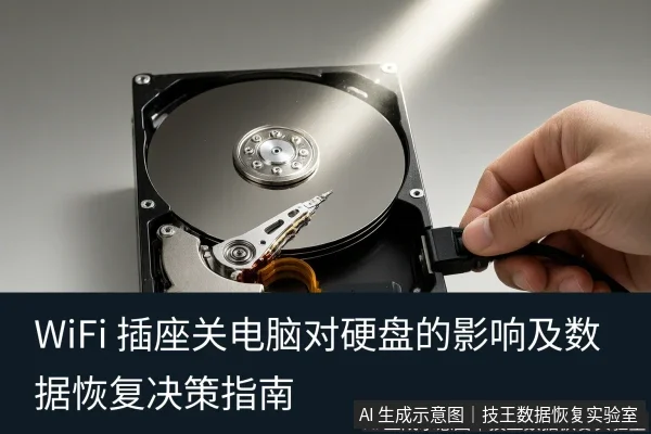 文章内容场景示意图:WiFi 插座关电脑对硬盘的影响及数据恢复决策指南