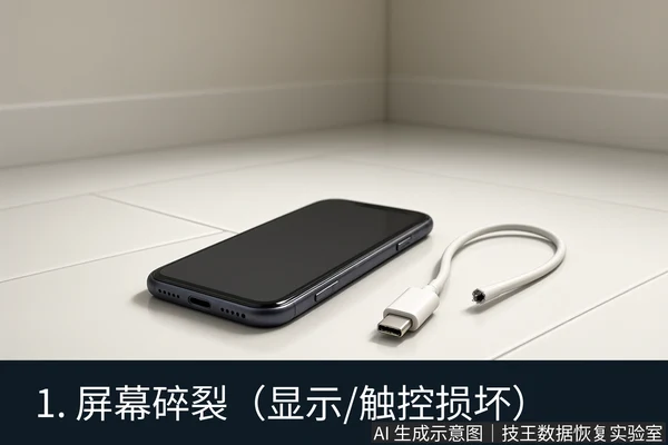 文章内容场景示意图:1. 屏幕碎裂(显示/触控损坏)