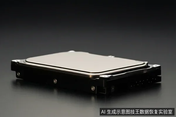 黑色背景上放置一块3.5英寸机械硬盘,金属顶盖与黑色外壳清晰可见,侧面有接口和螺丝。