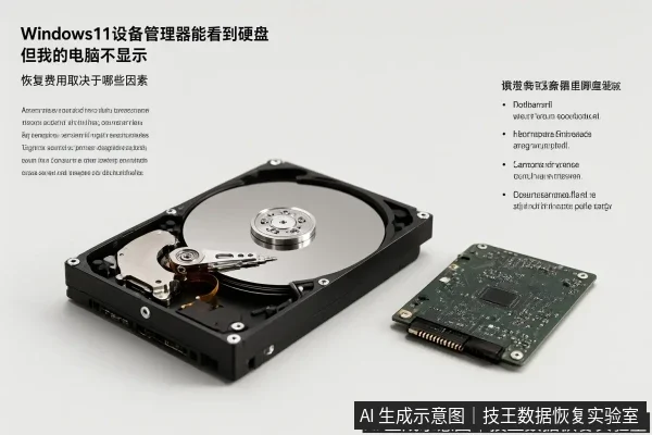 正文场景:文章内容场景示意图:Windows11设备管理器能看到硬盘但我的电脑不显示 恢复费用取决于哪些因素