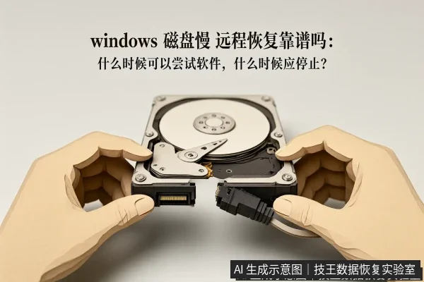 正文场景:文章内容场景示意图:windows 磁盘慢 远程恢复靠谱吗:什么时候可以尝试软件,什么时候应停止?