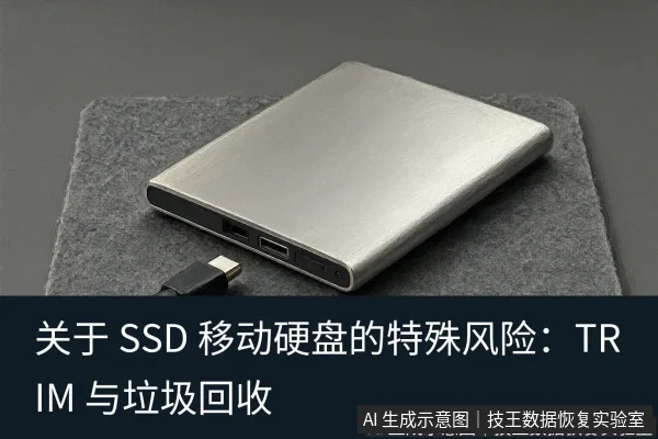 文章内容场景示意图：关于 SSD 移动硬盘的特殊风险：TRIM 与垃圾回收