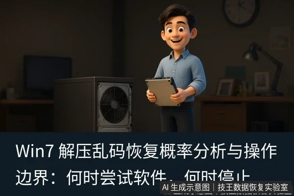 正文场景：文章内容场景示意图：Win7 解压乱码恢复概率分析与操作边界：何时尝试软件，何时停止