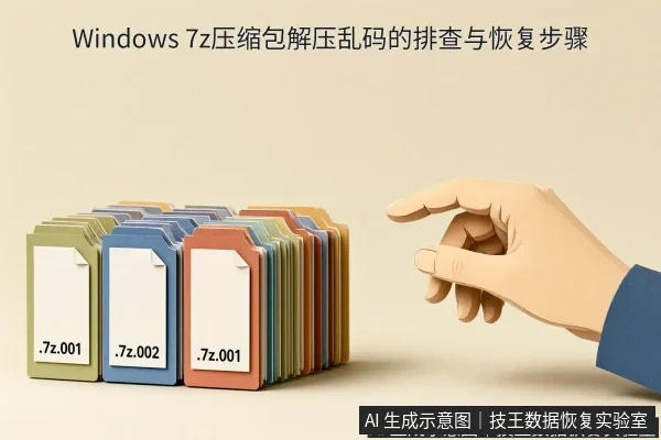 正文场景:文章内容场景示意图:Windows 7z压缩包解压乱码的排查与恢复步骤