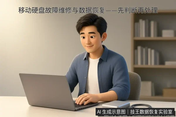 文章内容场景示意图：移动硬盘故障维修与数据恢复——先判断再处理