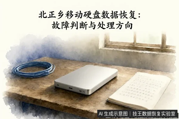 文章内容场景示意图:北正乡移动硬盘数据恢复:故障判断与处理方向