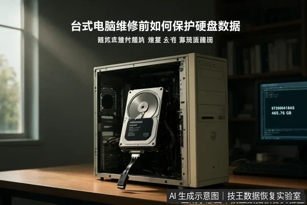 文章内容场景示意图:台式电脑维修前如何保护硬盘数据