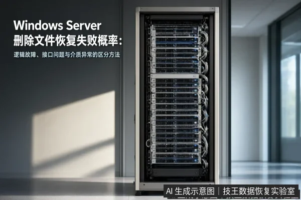 文章内容场景示意图:Windows Server删除文件恢复失败概率:逻辑故障、接口问题与介质异常的区分方法