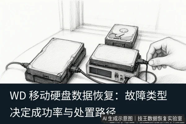 正文场景：文章内容场景示意图：WD 移动硬盘数据恢复：故障类型决定成功率与处置路径