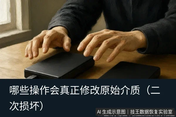 文章内容场景示意图：哪些操作会真正修改原始介质（二次损坏）