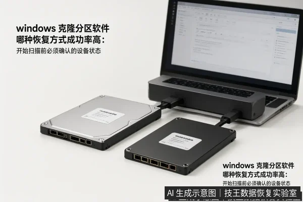 正文场景:文章内容场景示意图:windows 克隆分区软件 哪种恢复方式成功率高:开始扫描前必须确认的设备状态