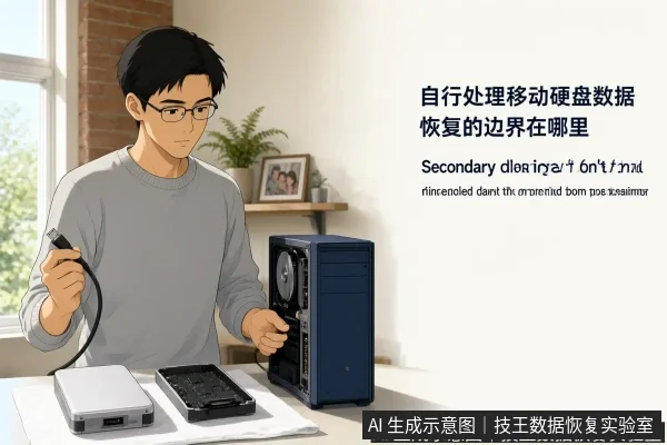 文章内容场景示意图:自行处理移动硬盘数据恢复的边界在哪里