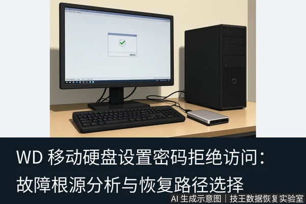 文章内容场景示意图:WD 移动硬盘设置密码拒绝访问:故障根源分析与恢复路径选择:正文场景