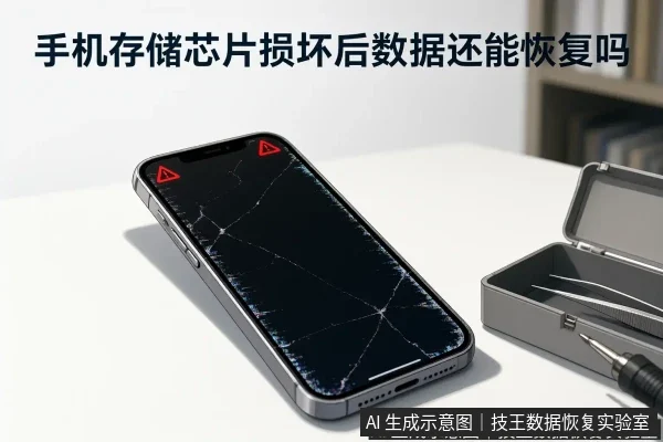 文章内容场景示意图：手机存储芯片损坏后数据还能恢复吗