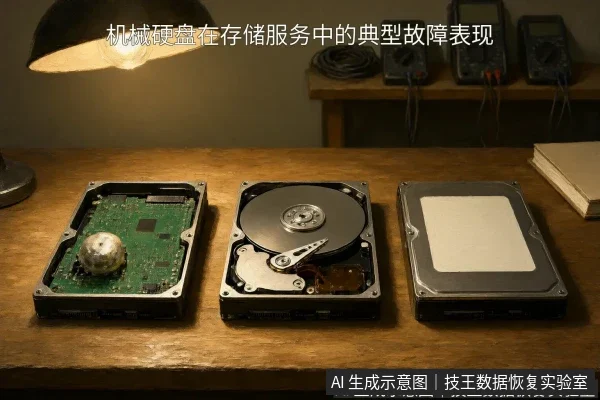 文章内容场景示意图：机械硬盘在存储服务中的典型故障表现