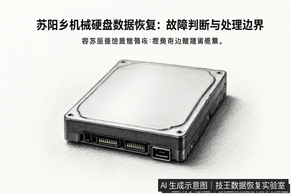 文章内容场景示意图:苏阳乡机械硬盘数据恢复:故障判断与处理边界