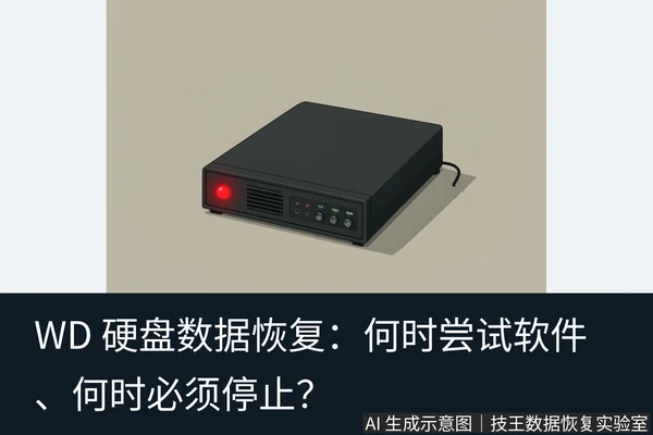 文章内容场景示意图：WD 硬盘数据恢复：何时尝试软件、何时必须停止？
