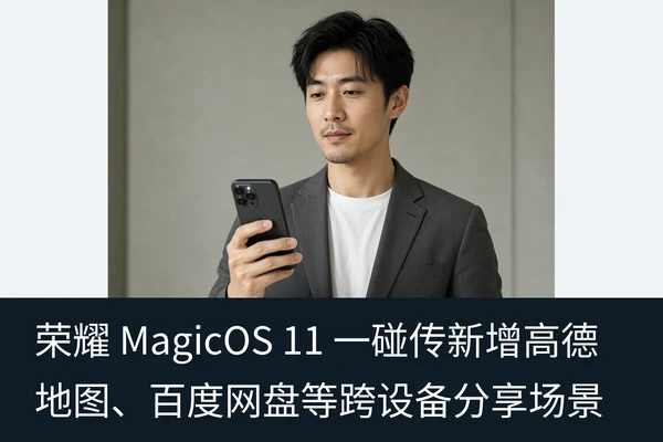 荣耀 MagicOS 11 一碰传新增高德地图、百度网盘等跨设备分享场景（1）