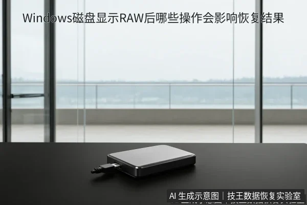 文章内容场景示意图:Windows磁盘显示RAW后哪些操作会影响恢复结果