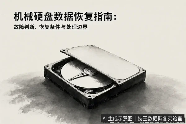 文章内容场景示意图:机械硬盘数据恢复指南:故障判断、恢复条件与处理边界