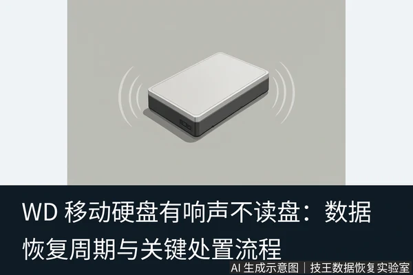 文章内容场景示意图:WD 移动硬盘有响声不读盘:数据恢复周期与关键处置流程
