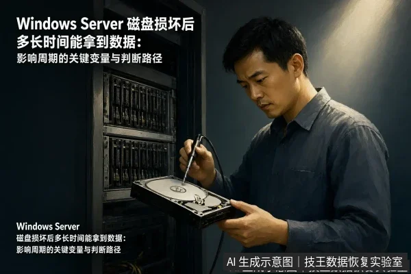 文章内容场景示意图:Windows Server磁盘损坏后多长时间能拿到数据:影响周期的关键变量与判断路径