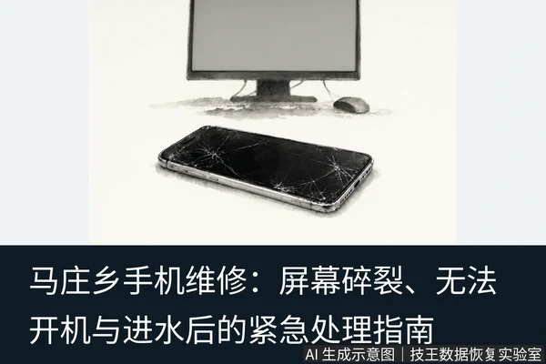 文章内容场景示意图:马庄乡手机维修:屏幕碎裂、无法开机与进水后的紧急处理指南