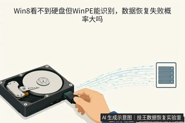 正文场景：文章内容场景示意图：Win8看不到硬盘但WinPE能识别，数据恢复失败概率大吗