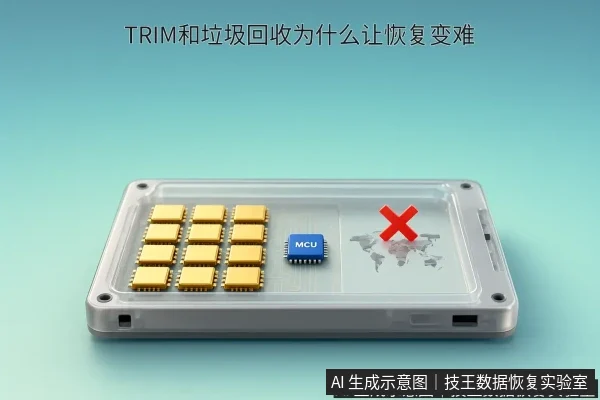 文章内容场景示意图：TRIM和垃圾回收为什么让恢复变难
