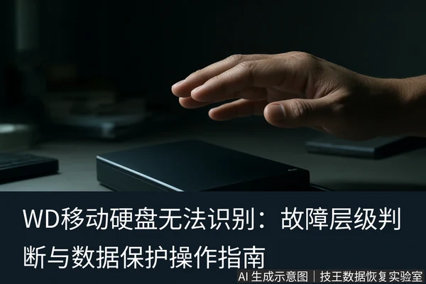文章内容场景示意图:WD移动硬盘无法识别:故障层级判断与数据保护操作指南