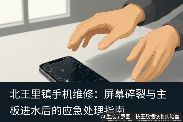 文章内容场景示意图:北王里镇手机维修:屏幕碎裂与主板进水后的应急处理指南