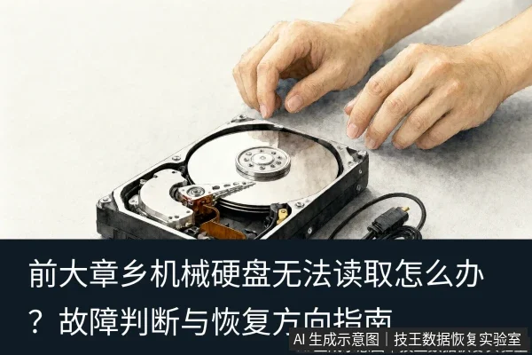 文章内容场景示意图：前大章乡机械硬盘无法读取怎么办？故障判断与恢复方向指南