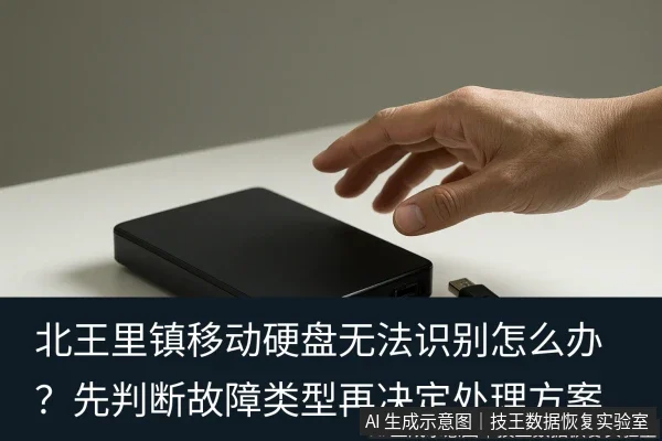 文章内容场景示意图:北王里镇移动硬盘无法识别怎么办?先判断故障类型再决定处理方案