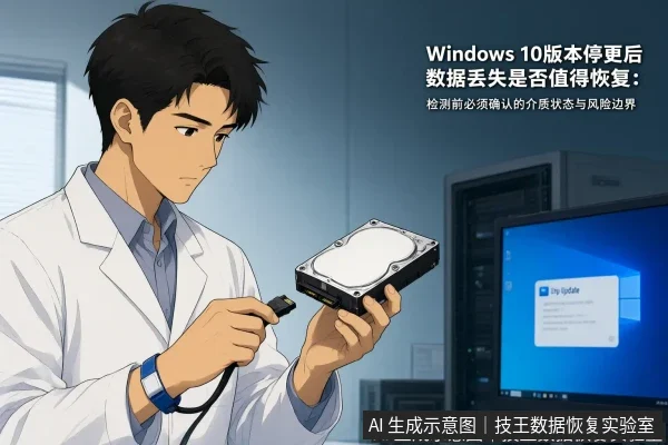 文章内容场景示意图:Windows 10版本停更后数据丢失是否值得恢复:检测前必须确认的介质状态与风险边界