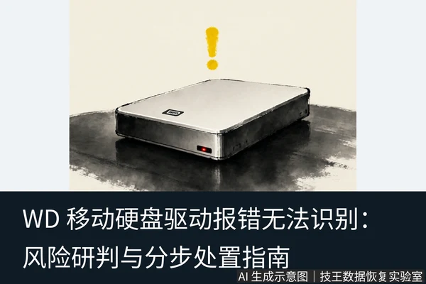 文章内容场景示意图:WD 移动硬盘驱动报错无法识别:风险研判与分步处置指南