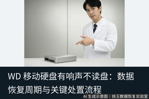 文章内容场景示意图:WD 移动硬盘有响声不读盘:数据恢复周期与关键处置流程:正文场景