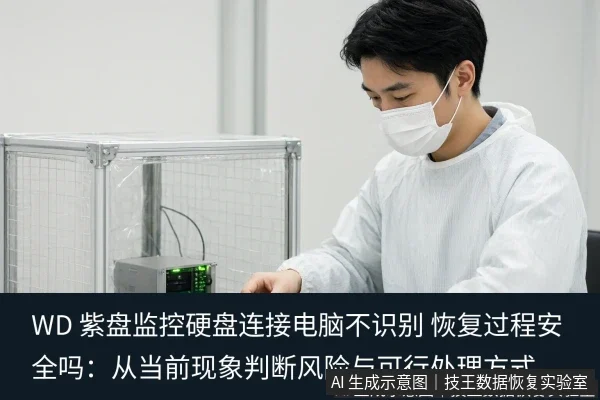 正文场景:文章内容场景示意图:WD 紫盘监控硬盘连接电脑不识别 恢复过程安全吗:从当前现象判断风险与可行处理方式