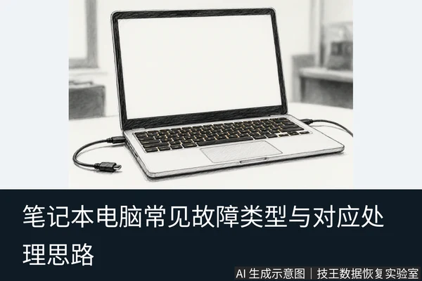 文章内容场景示意图：笔记本电脑常见故障类型与对应处理思路