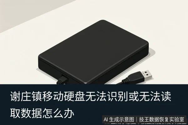 文章内容场景示意图：谢庄镇移动硬盘无法识别或无法读取数据怎么办
