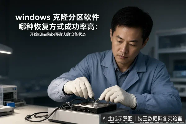 文章内容场景示意图:windows 克隆分区软件 哪种恢复方式成功率高:开始扫描前必须确认的设备状态